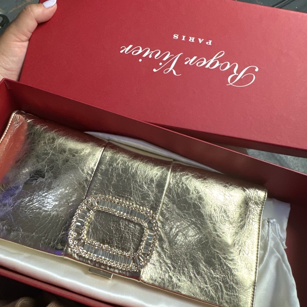 Roger  Viviere gold clutch with diamond broche